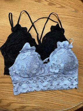 Anemone Black & lilac Lace Bralette Duo